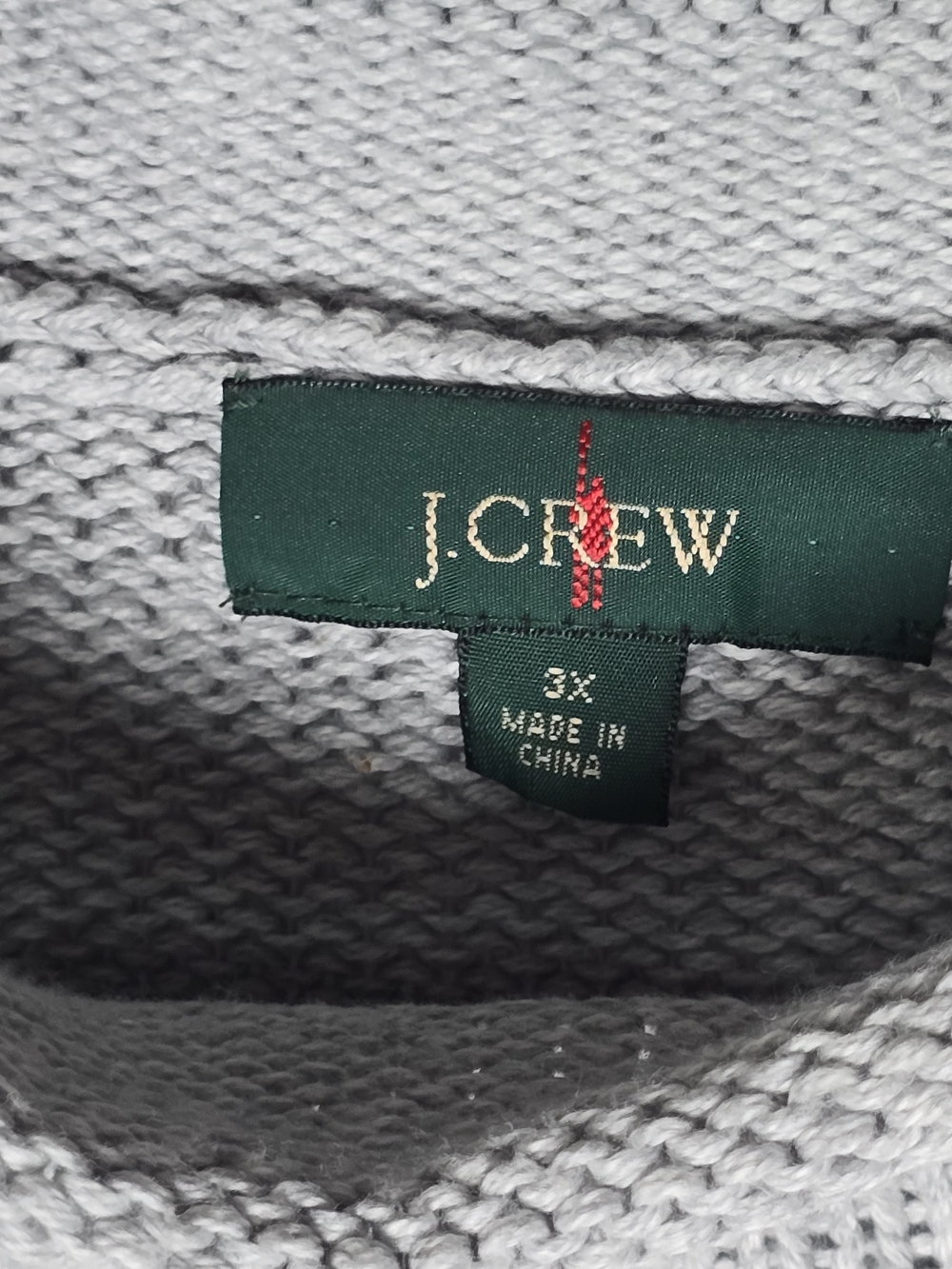 J. Crew Gray 100% Cotton Crewneck Roll Neck Relaxed Fit Sweater Winter Fall, 3X - Picture 4 of 6